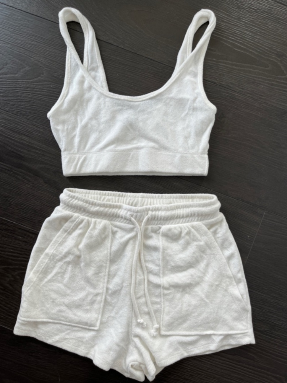 White Terrycloth Matching Set Shorts & Tank Size S Discontinued Resortwear